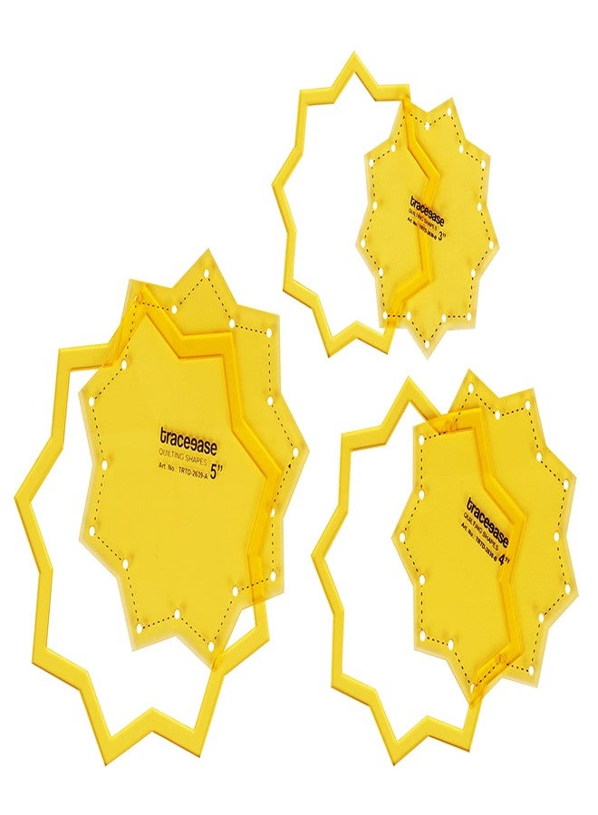 Traceease مجموعة قوالب الترقيع والخياطة Traceease 9، على شكل نجمة مدببة، 3 قطع - 3/4/5 بوصات - Image 1
